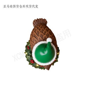 Hibou de Noël artisanal en polyrésine personnalisé avec bonnet de Père Noël et <span class=keywords><strong>guirlande</strong></span> <span class=keywords><strong>LED</strong></span> - Décoration couronne de baies pour cadeaux de fêtes aux États-Unis/UE - Product Image 5