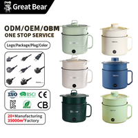 Super Offre Great Bear : Mini-Marmite Électrique Multifonctionnelle Portable 1,8 L Antiadhésive 600W avec Couvercle en Verre, Facile à Utiliser