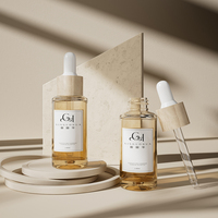 Flacon compte-gouttes transparent transparent PETG de qualité supérieure bouteille d'huile essentielle de soin des cheveux avec compte-gouttes en bambou et spray pour cosmétique