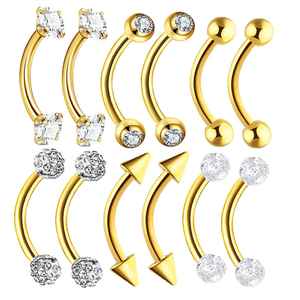 1 Pieza de Piercing de Acero Inoxidable para Ceja o <span class=keywords><strong>Labio</strong></span>, 8mm, Regalo de Boda, Chapado <span class=keywords><strong>en</strong></span> Oro, para Daith, Cartílago, Tragus, Concha - Product Image 1