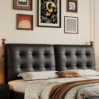 Lit double rétro en chêne massif avec tête de lit capitonnée et rembourrée, mobilier de chambre principale, vente en gros