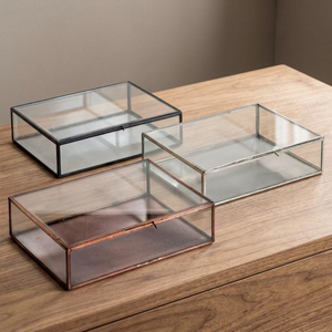 Rectangular Glass Display Box With Metal Frame In <b>Copper</b> Black And Silver Finish For Home Decoration - Product Image 4