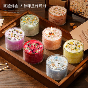 Bougie d'aromathérapie aux herbes, cristal naturel, fleurs séchées, vœux et bénédictions, cire de soja, encens de chambre, élimine les odeurs - Product Image 2