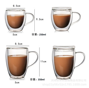 Đôi Tường Kính 350Ml Cốc Cà Phê Cốc Thủy Tinh Cốc Cốc Cà Phê Sữa Thủy Tinh Trong Suốt Cup Với Xử Lý - Product Image 6
