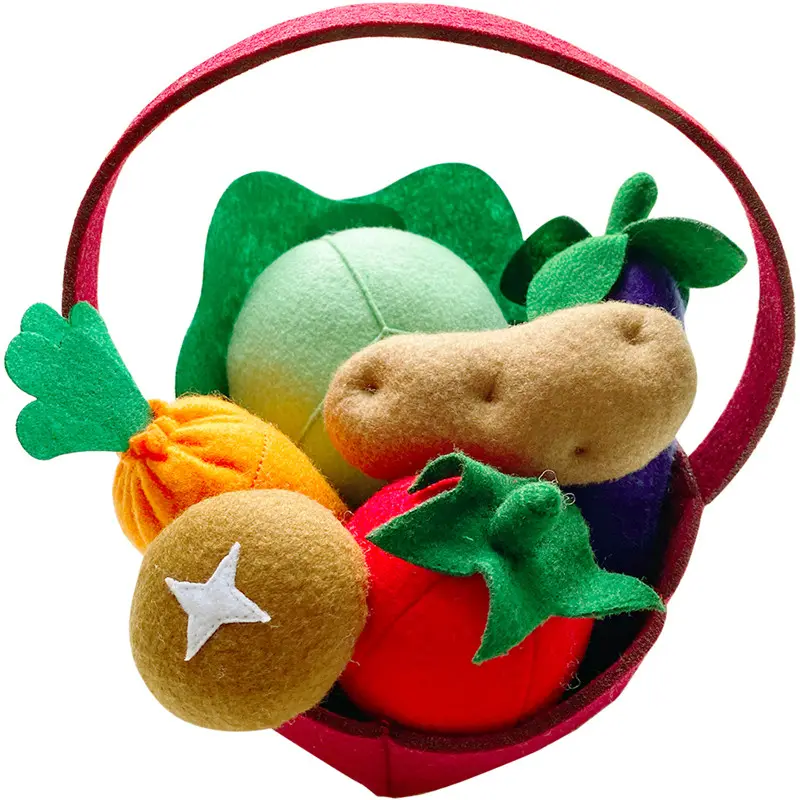 In stock best seller Felt food felt vegetable with basket kids educational toys felt doll play kitchen