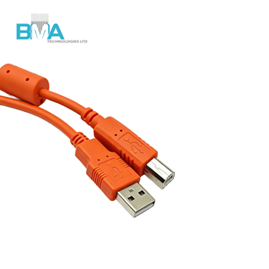 Câble USB <span class=keywords><strong>2</strong></span>.0 A vers B mâle orange avec noyau en ferrite, blindage UL2725 28AWG, faisceau haute visibilité de 1,5 m pour CNC et PLC - Product Image 1