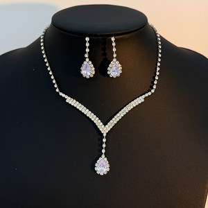 Juego de Joyería de Lujo con Diamantes de Imitación, Diseño Inspirado en Bodas, Collares de Lujo, Joyería Elegante para Damas - Product Image 1