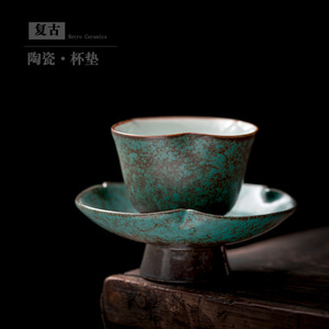 Posavasos retro de cerámica con esmalte azul, base para taza de té, accesorio para ceremonia de té Kung Fu, forma redonda, origen Dehua - Product Image 2