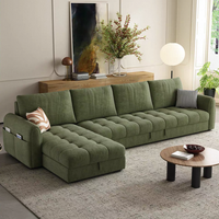 Canapé d'angle modulable Zayshine en chenille crème moderne 4 places pour salon, appartement, villa, avec rangement ajustable et fonction lit