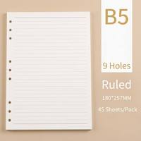 Recambios de Papel para Carpeta de 9 Anillos B5 con Notas Cornell, Hojas Sueltas de 180x257mm con Cuadrícula Punteada para Estudio Universitario