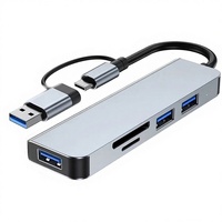 Docking Station Tipe-C Lima-dalam-Satu untuk Laptop, Hub Ekspansi USB dengan Port USB 3.0, USB 2.0, SD, dan TF
