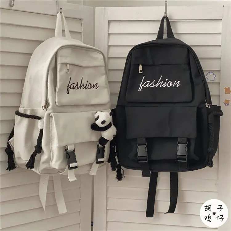 Fashion schoolbag female college students' backpack high school bags simple joker canvas backpack