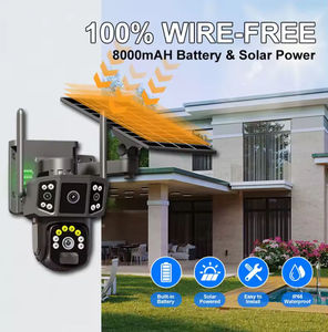 Ống kính kép 2K không thấm nước Dome CCTV Camera an ninh wifi pin năng lượng mặt trời Powered phát hiện con người với 2 màn hình báo động - Product Image 2