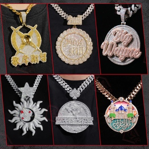 Hiphop <span class=keywords><strong>Moissanite</strong></span> Pingente Com Corrente 925 Sterling Silver Iced Out Grande Charme Redondo Bling Personalizado <span class=keywords><strong>Moissanite</strong></span> Pingente - Product Image 5