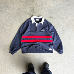 Chemises polo rugby surdimensionnées à manches longues et boutonnées pour hommes, en coton 100% French Terry rayé, personnalisées - Product Image 4