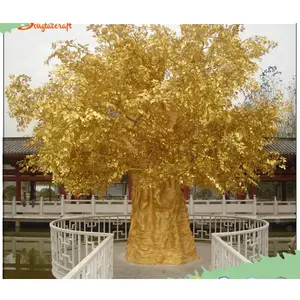 Export Grote Outdoor Kunstmatige Gouden Blad Banyan Bomen Ficus Boom Planten Voor Decoratie