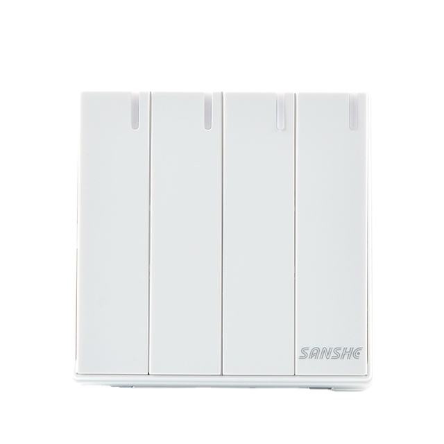 Sanshe Hot Sale Fashion S8 Series  Big Key Button 10A 250V Light Electrical Wall H&m Outlet Push Button Switches Sockets