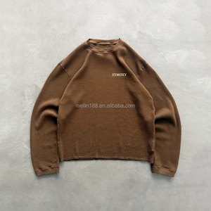 Custom Oversized Thermal Long Sleeve <b>Shirt</b> Men Streetwear Blank Plain High Quality Cotton Heavyweight <b>Waffle</b> Knit Long Sleeve - Product Image 3