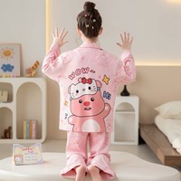Nouvel ensemble de pyjama en coton respirant pour enfants, style 2026, manches longues, col, pour filles, collection printemps-automne, motif Winnie l'ourson, vêtements d'intérieur pour bébés