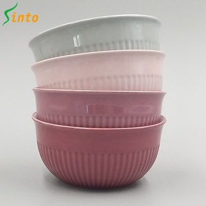 Cuencos de sopa de cerámica grandes de gres de dos tonos de 5,5 \ "Diseño en relieve desechable a un precio económico - Product Image 3