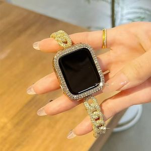 Luxury Sparkle 3D Diamond Titanium Alloy Series Correa de reloj de repuesto para <span class=keywords><strong>Apple</strong></span> iWatch Bands 9 8 7 6 5 4 3 2 1 SE <span class=keywords><strong>SE2</strong></span> - Product Image 2