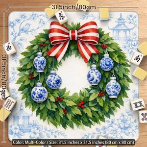 Modern Durable Diatom Ooze <b>Christmas</b> Mahjong <b>Mat</b> Non-Slip Backing Carry Bag 31.5-Inch Square Table Cover 4 Players Universal - Product Image 3
