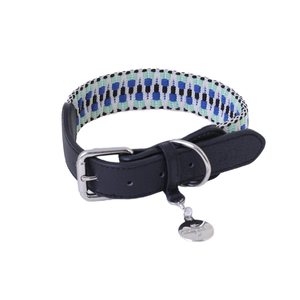 Collier de chien de luxe personnalisé avec tissu tissé multicolore et étiquette de logo au design classique en cuir de vache souple approvisionnement d'usine <span class=keywords><strong>OEM</strong></span> - Product Image 4
