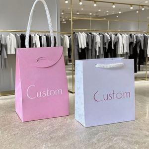 Wholesale Luxury Ribbon Marble Paper Shopping <b>Gift</b> <b>Bag</b> Custom Printed Logo Premium Kraft Material with Kraft Handle - Product Image 4