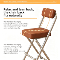 Tabouret de bar pliable avec dossier, chaise haute ergonomique pour comptoir de cuisine, bar et caisse