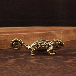 Figura de Camaleón de Latón, Decoración Vintage de Animales, Adorno Artesanal para el Hogar y Escritorio - Product Image 1