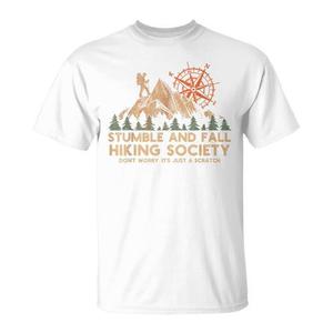Camiseta Stumble And Fall Hiking Society, blanca, unisex, para adultos, cuello redondo, manga corta - Product Image 1
