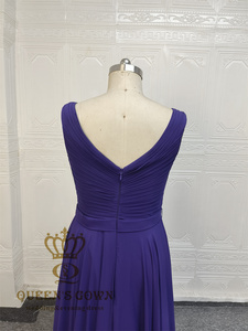 <span class=keywords><strong>Abito</strong></span> da donna elegante <span class=keywords><strong>abito</strong></span> da sera in Chiffon blu senza maniche con scollo a v <span class=keywords><strong>sposa</strong></span> abiti da sera <span class=keywords><strong>madre</strong></span> - Product Image 6