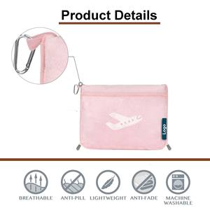 Vendita calda della fabbrica su misura ricamano il Logo 2 in 1 aereo da portare sulla coperta portatile morbida da viaggio coperta e Set di cuscini con cerniera - Product Image 3