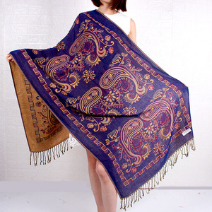 Soft Silky Reversible <strong>Paisley</strong> <strong>Pashmina</strong> Shawl Wrap Jacquard <strong>Scarf</strong> for Women - Product Image 2