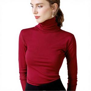 Camiseta de Cuello Alto Informal para Mujer F1136 HG, Manga Larga, Mezcla de Poliéster/Algodón, Tejido Transpirable Antipilling, Estilo Hip Hop - Product Image 2