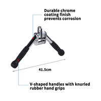 Tellus Revolving Pro-Grip V-Bar Poignées rotatives en acier à double prise commerciale pour machine à câbles Triceps Noir 41,5 cm