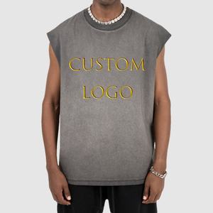 Camiseta sin Mangas para Hombre, Estilo Vintage, Lavada al Ácido, Estilo Urbano, de Algodón Grueso, para Verano - Product Image 3