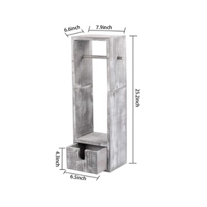 Supporto per <span class=keywords><strong>carta</strong></span> <span class=keywords><strong>igienica</strong></span> in <span class=keywords><strong>legno</strong></span> rustico bianco-lavato con supporto per distributore di <span class=keywords><strong>rotoli</strong></span> di fazzoletti da bagno - Product Image 4