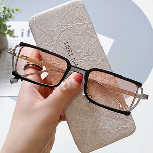 Retro Square-<b>Frame</b> UV400 Half Rim Unisex Sunglasses Metal <b>Frame</b> Fashion Forward Street Style Outdoor High Quality - Product Image 2