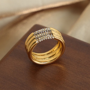 Anillo de Acero Inoxidable con Piedra Preciosa, Circonia Cúbica, Turquesa, Oro de 18K, Joyería de Moda de Lujo con Diamantes para Mujer, Venta al Por Mayor - Product Image 4