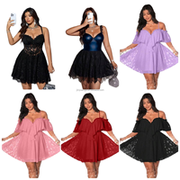 Nouvelle robe décontractée pour femmes, imprimée, cintrée à la taille, manches bouffantes, col en V, épaules dénudées, robe ample pour femmes