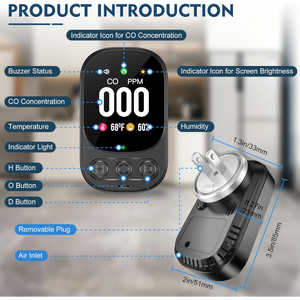 Monitor inteligente de nivel de CO, alarma, probador de gas de monóxido de carbono, enchufe con sensor de temperatura y <span class=keywords><strong>humedad</strong></span> - Product Image 5