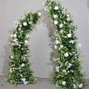 E134-Decoración de arcos verdes para boda, corredor de plantas verdes artificiales, arcos de flores de hojas verdes falsas para decoración de bodas al aire libre