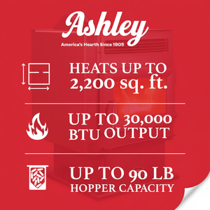 Poêle à granulés de bois Ashley Modern AP5617-W 2 200 pieds carrés Pieds. Chauffage 90 lb. Hopper WiFi Connect, utilisation intérieure et extérieure, cuisine, non - Product Image 1
