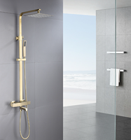 HOMEDEC Robinet de bain mural moderne en acier inoxydable brossé doré pour hôtel, mitigeur de douche pluie pour baignoire