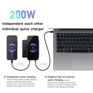 Estación de Carga de Escritorio USB-C Power 200X de 200W con 4 Puertos (Máx. 140W) + 1 Puerto Inalámbrico de Carga Rápida con Pantalla LED - Product Image 3