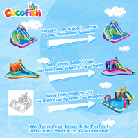 Parc aquatique gonflable Cocofish sur le thème du flamant rose avec piscine, château gonflable portable pour enfants, toboggans aquatiques pour l'extérieur et le jardin