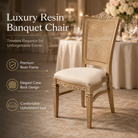 Chaise de banquet empilable en plastique imitation bois, style rotin, avec dossier coussiné, populaire pour la location d'événements, mariages et cérémonies (vente en gros)