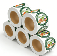 Autocollants de marque pour emballage, étiquettes rondes en vinyle imperméables, impression de logo en rouleau, étiquettes personnalisées pour la sécurité alimentaire, légumes et fruits verts