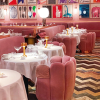 Meubles de restaurant modernes, table et chaises de restaurant de luxe, vente en gros, table basse rose clair, design complet pour usage commercial